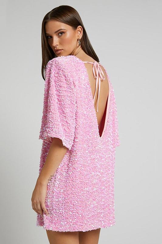 Alma Sequins Open-Back Mini-Length Dress