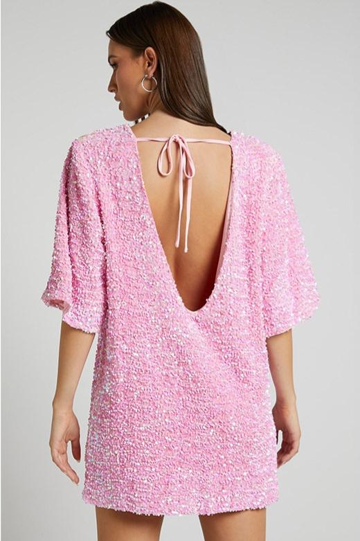 Alma Sequins Open-Back Mini-Length Dress
