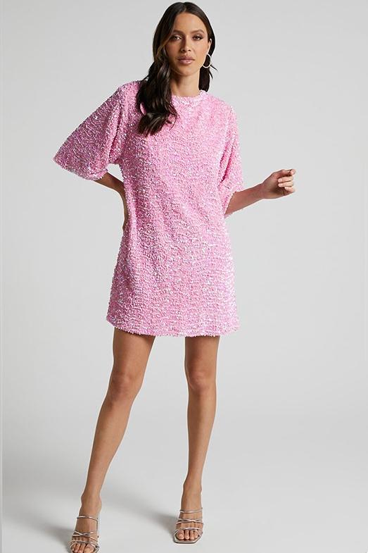 Alma Sequins Open-Back Mini-Length Dress