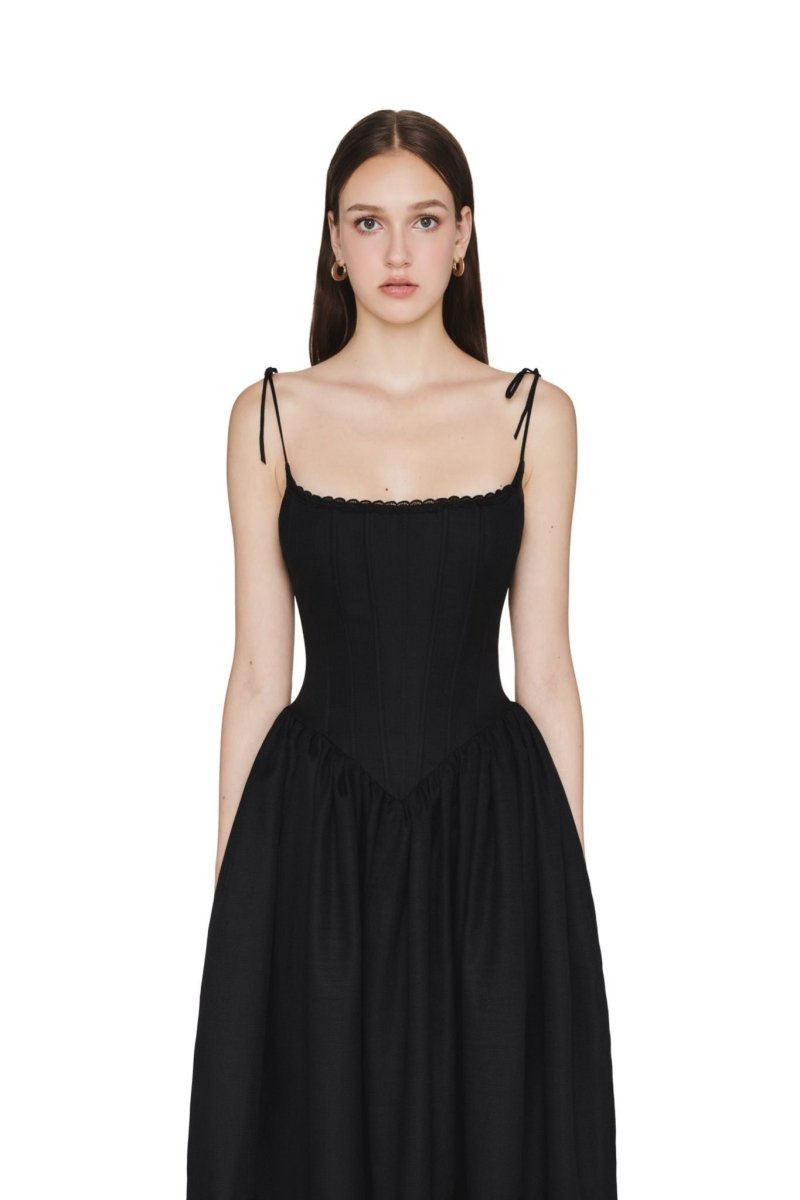 Modern Alva Lace Trimmed A-line Midi Slip Dress