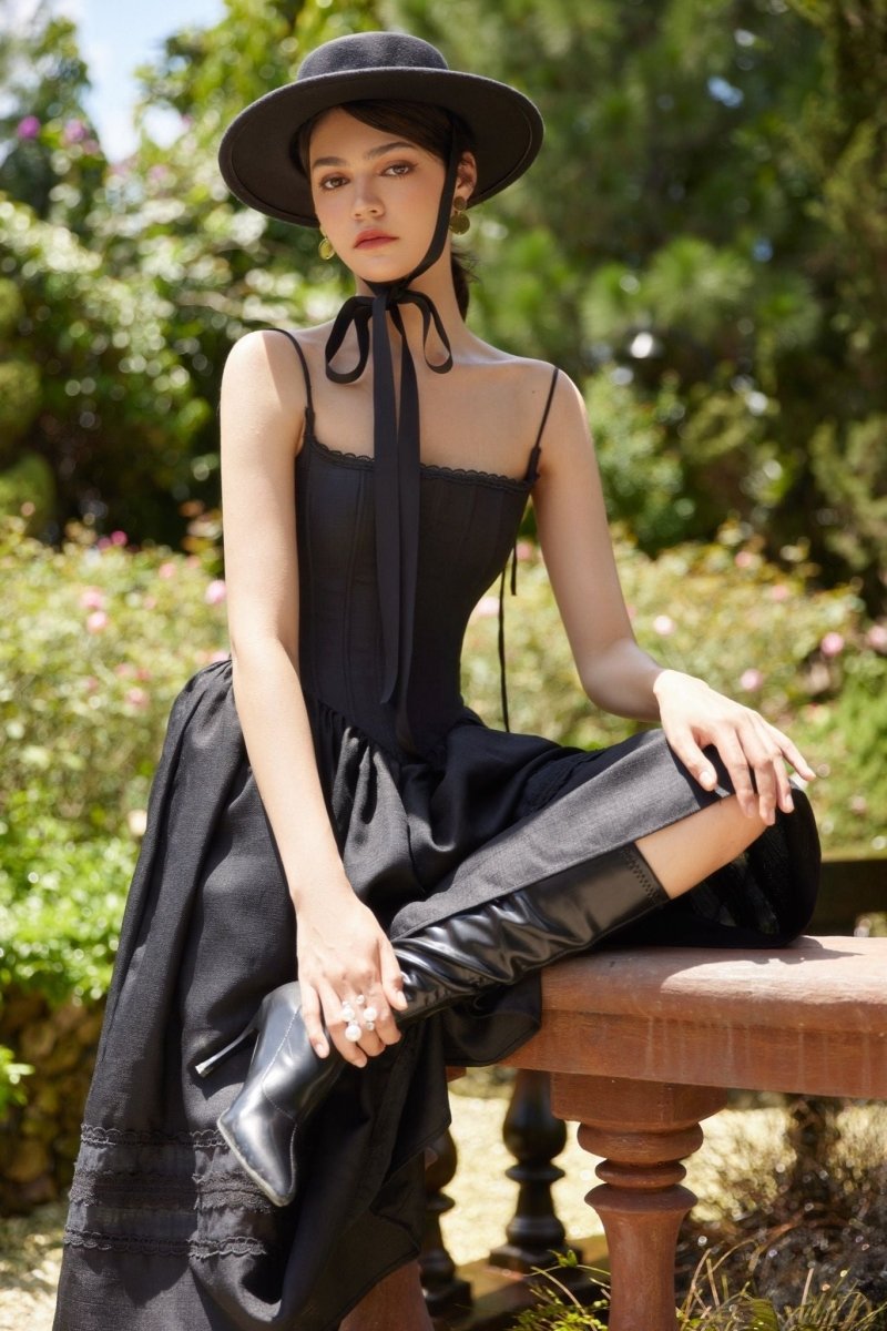 Modern Alva Lace Trimmed A-line Midi Slip Dress