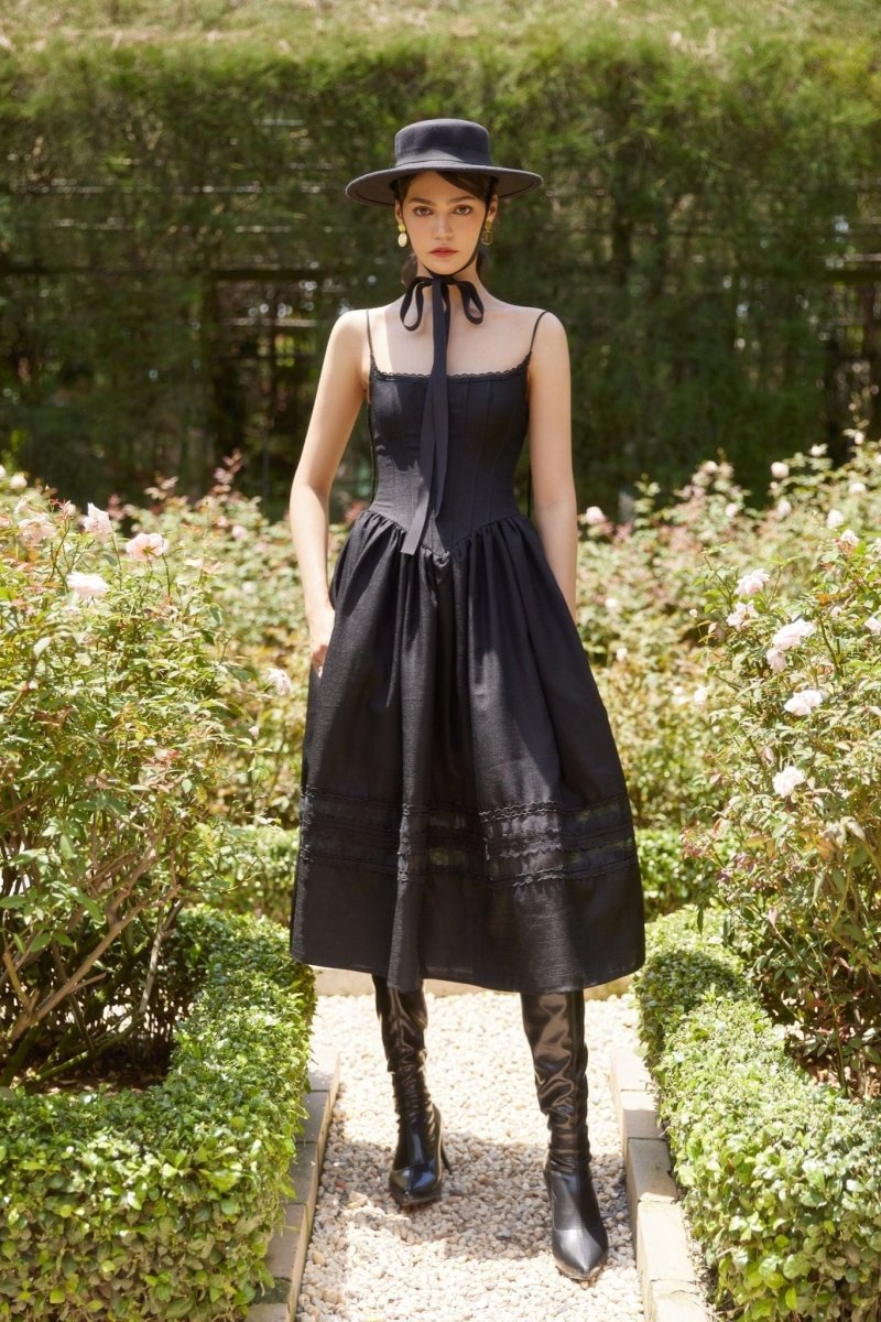 Modern Alva Lace Trimmed A-line Midi Slip Dress