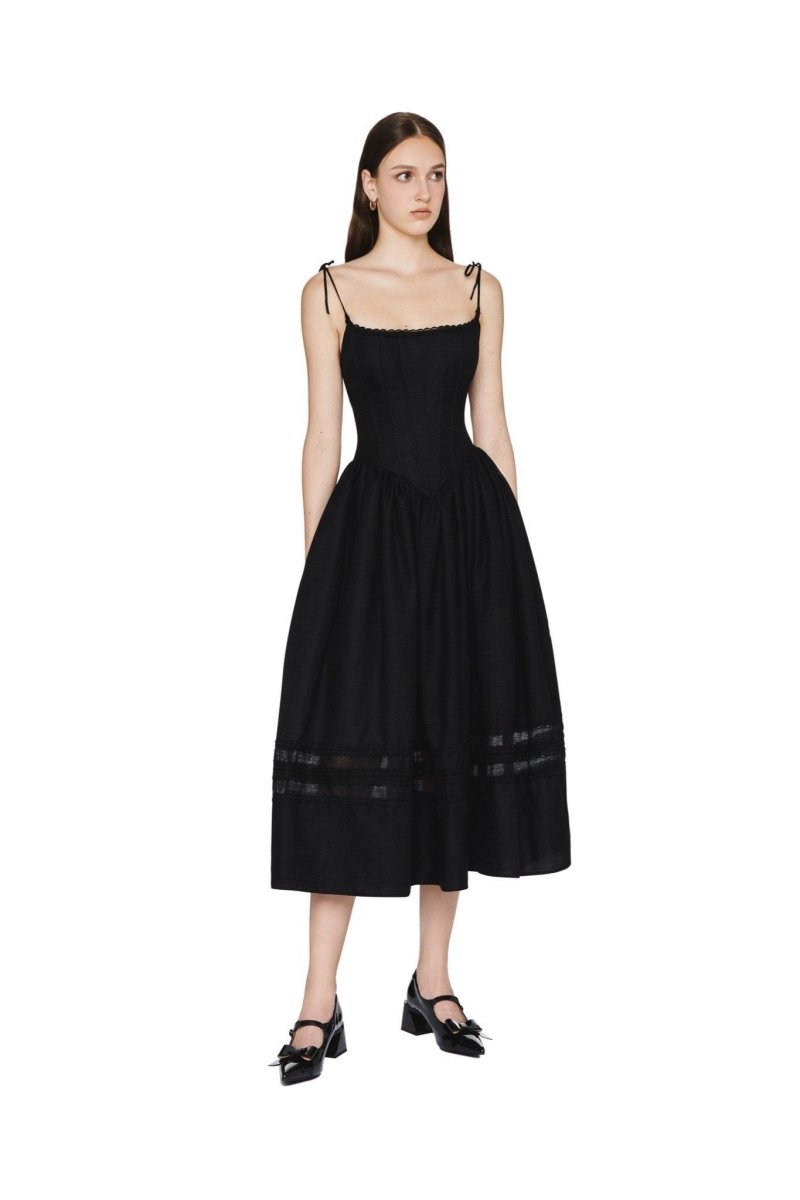 Modern Alva Lace Trimmed A-line Midi Slip Dress