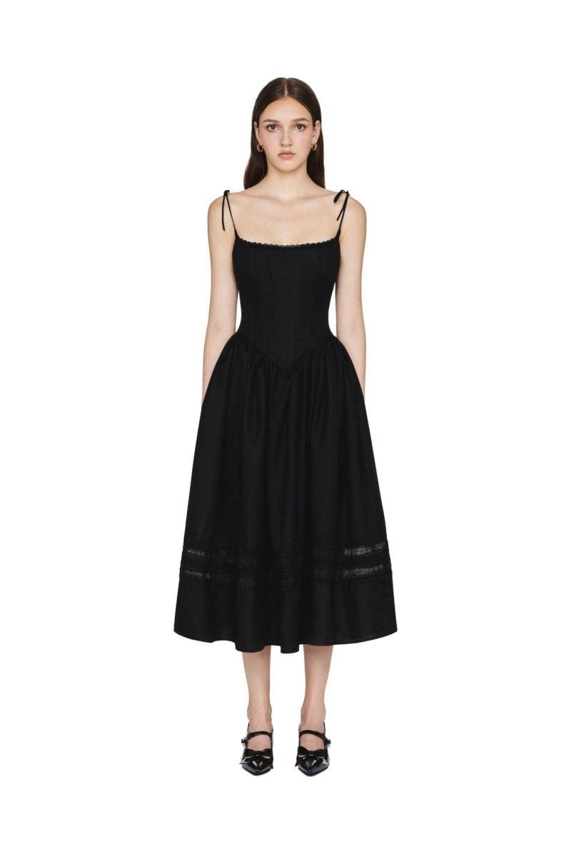 Modern Alva Lace Trimmed A-line Midi Slip Dress