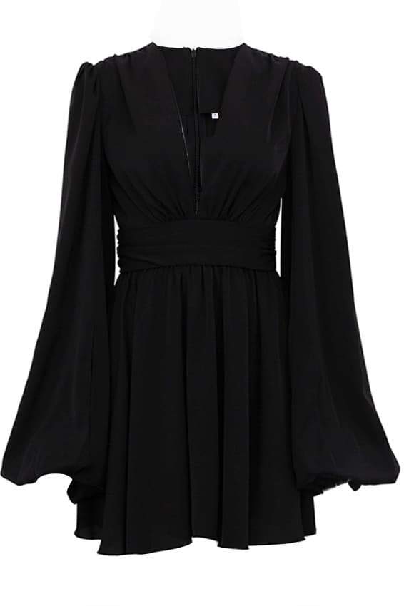 Amelia Deep V-Neck Mini-Length Dress
