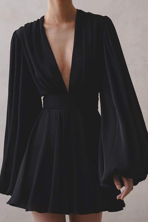 Amelia Deep V-Neck Mini-Length Dress