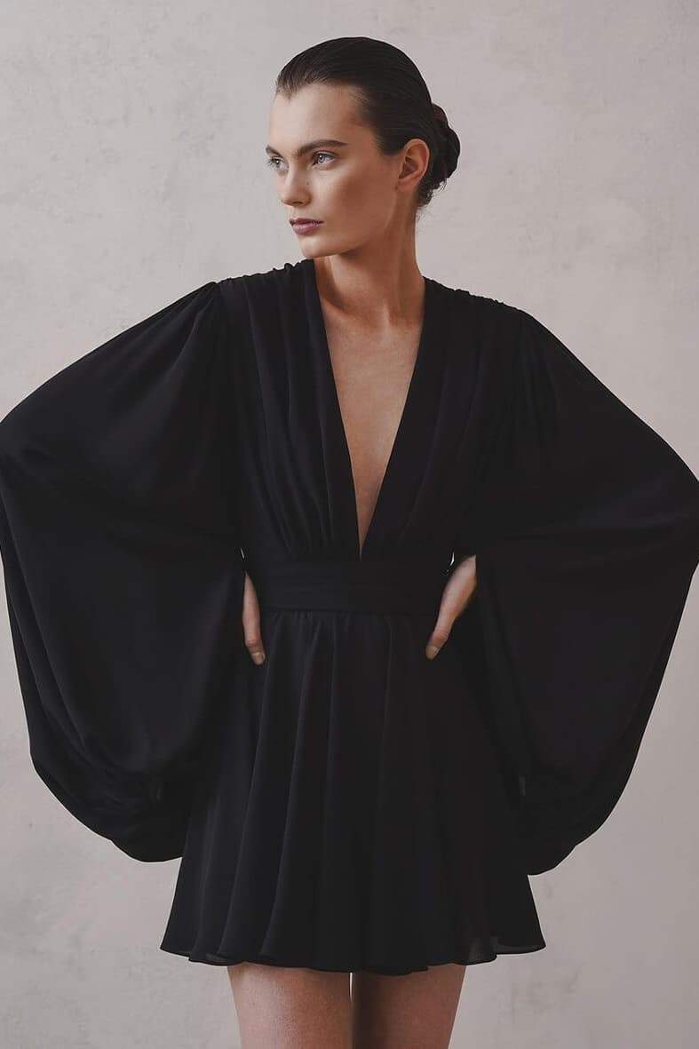 Amelia Deep V-Neck Mini-Length Dress