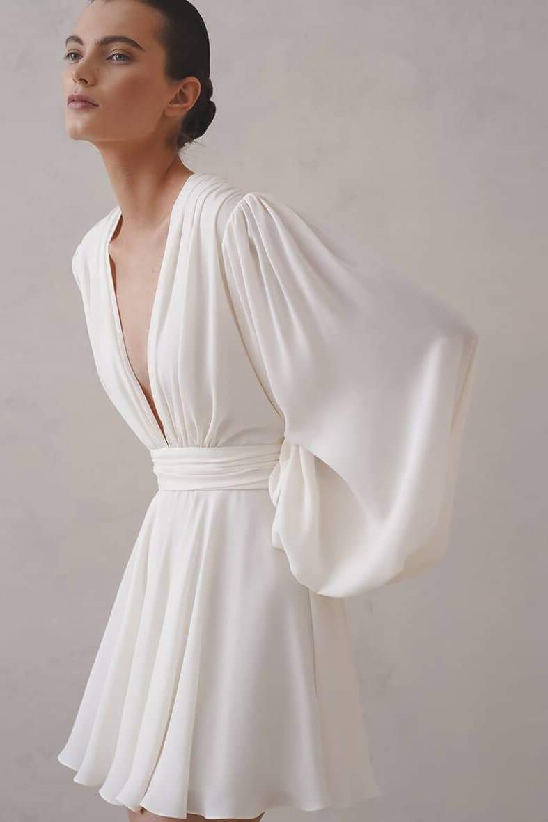 Amelia Deep V-Neck Mini-Length Dress