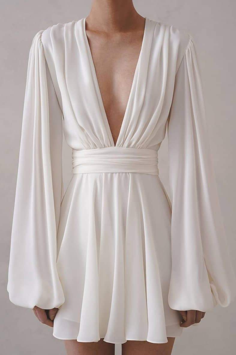 Amelia Deep V-Neck Mini-Length Dress
