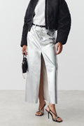 Modern Andrey Metallic Maxi Slit Skirt