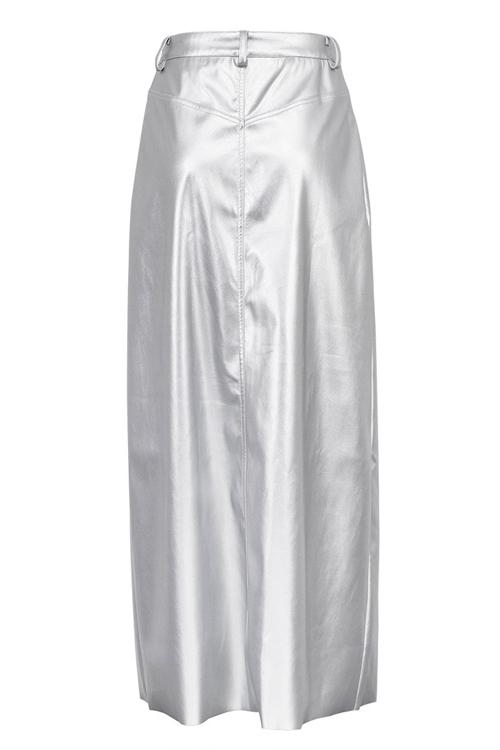 Modern Andrey Metallic Maxi Slit Skirt