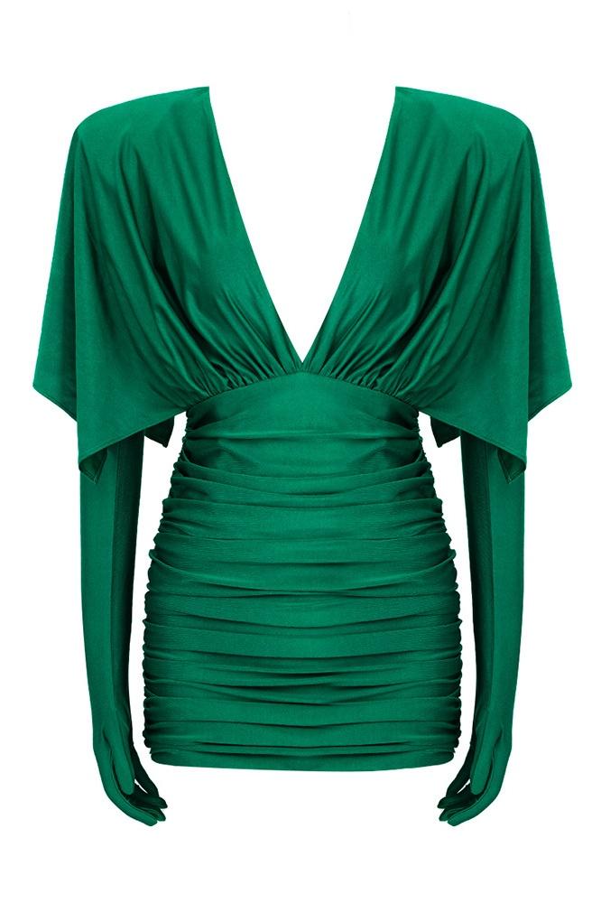 Anna Ruched V-Neck Corset Mini-Length Dress