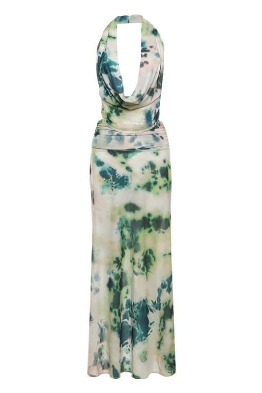 Antonia Patterned Halterneck Maxi-Length Dress