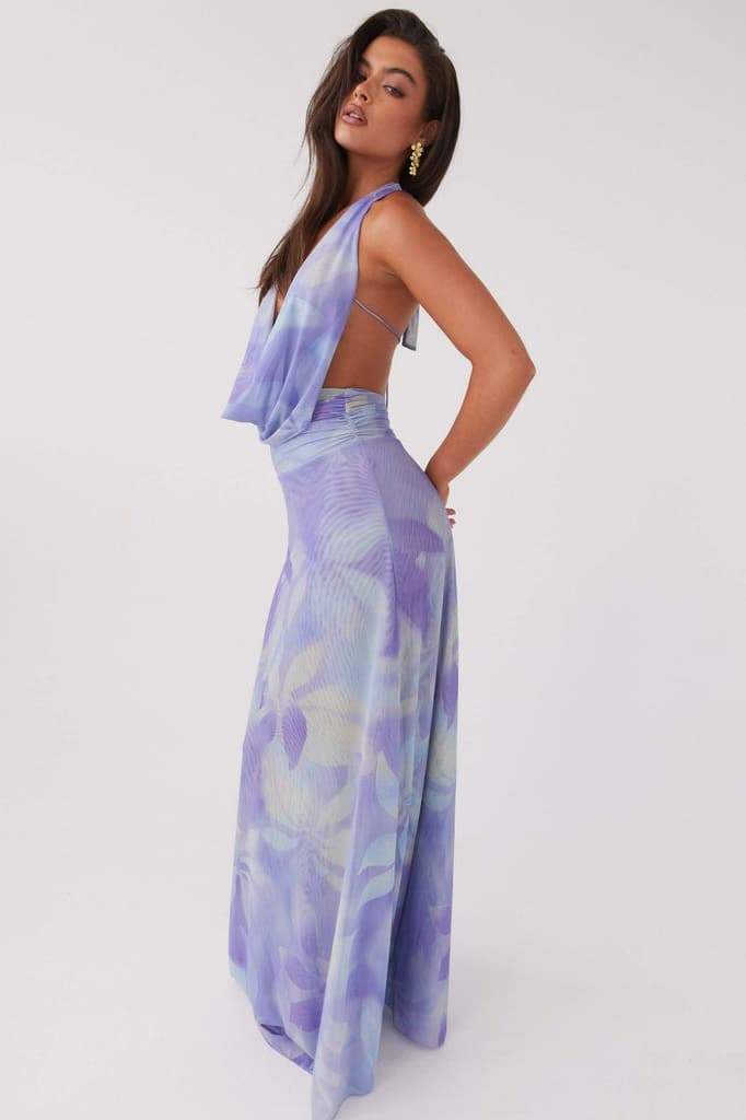 Antonia Patterned Halterneck Maxi-Length Dress