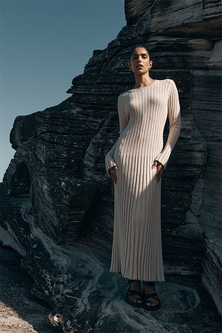 Modern Antonia Rib Flare Maxi Knit Dress