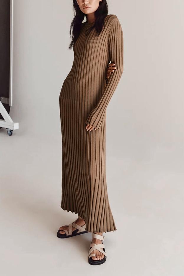 Modern Antonia Rib Flare Maxi Knit Dress