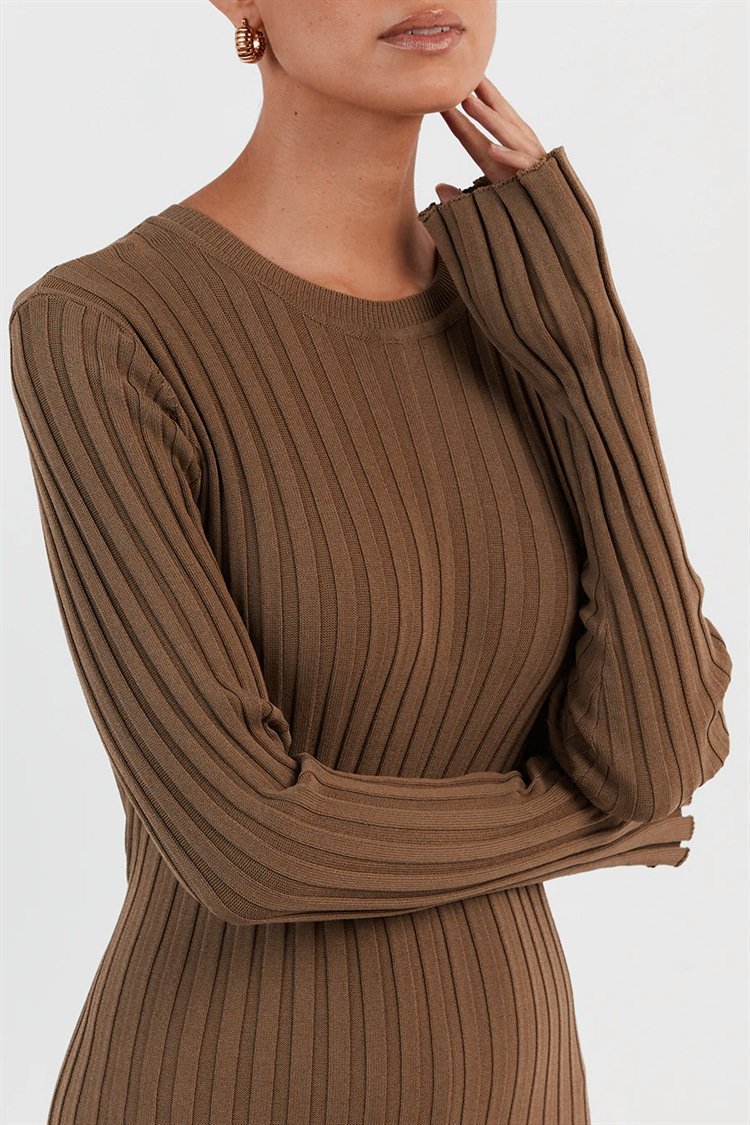 Modern Antonia Rib Flare Maxi Knit Dress