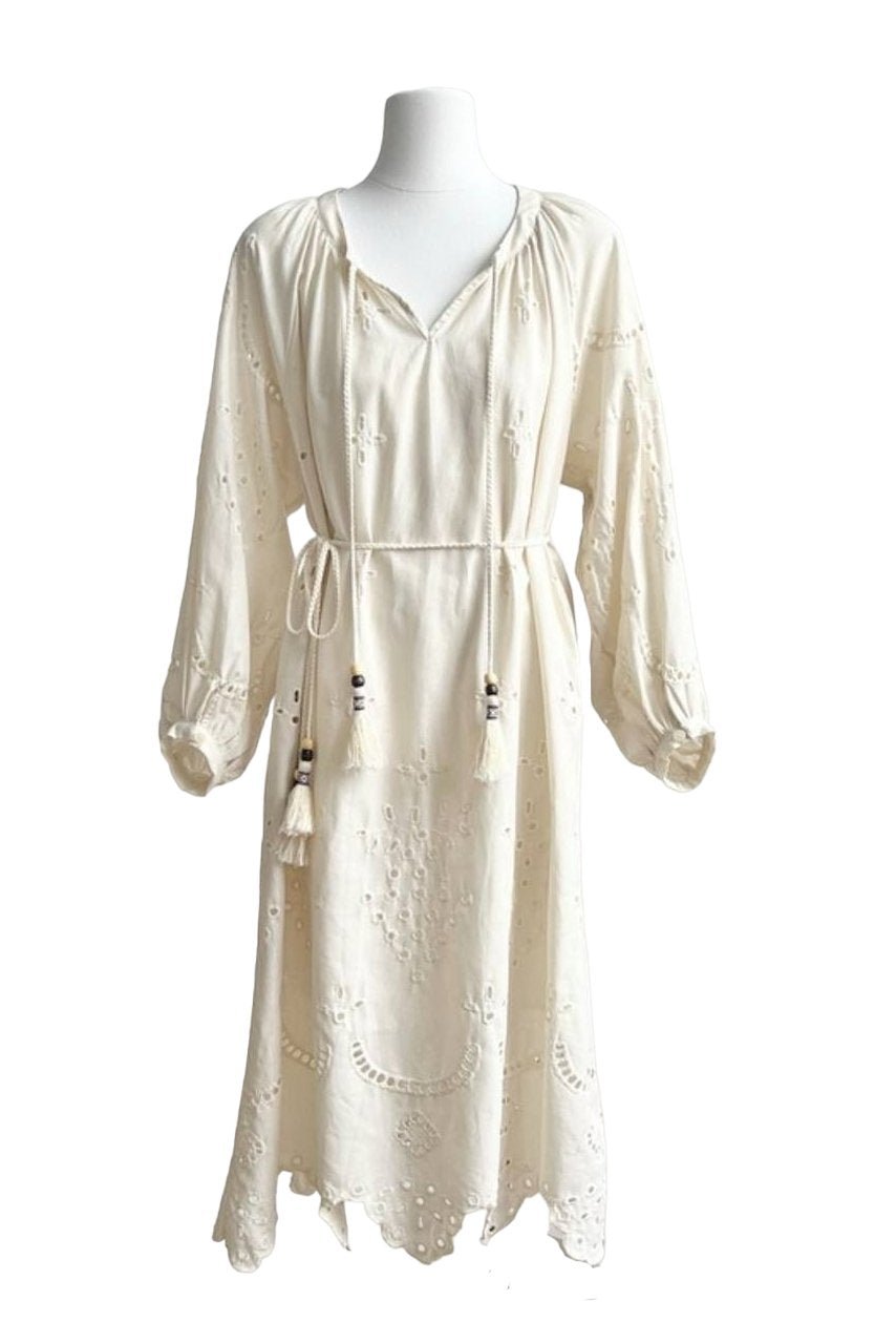 Ariella Embroidered Hollow Midi-Length Dress