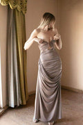 Arlene Ruched V-Neck Maxi-Length Dress
