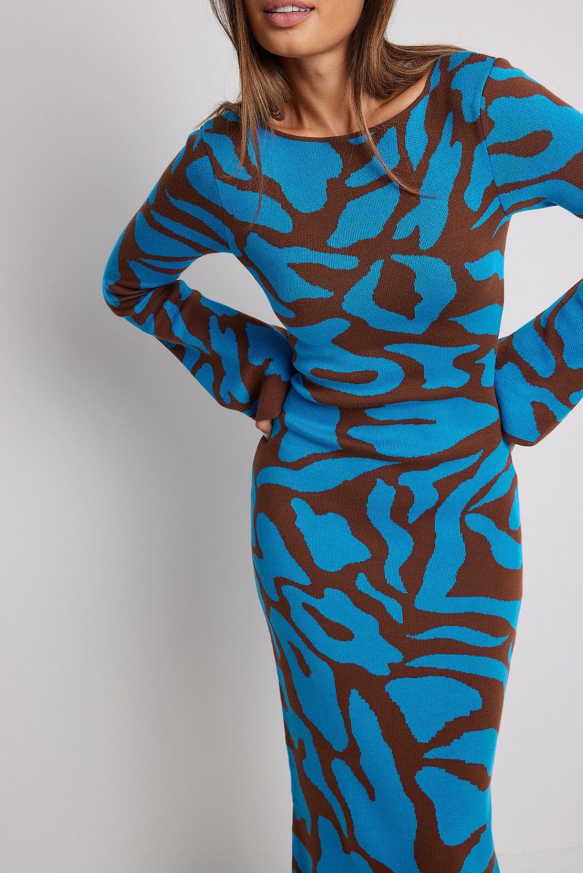 Ava Jacquard Knit Midi-Length Dress