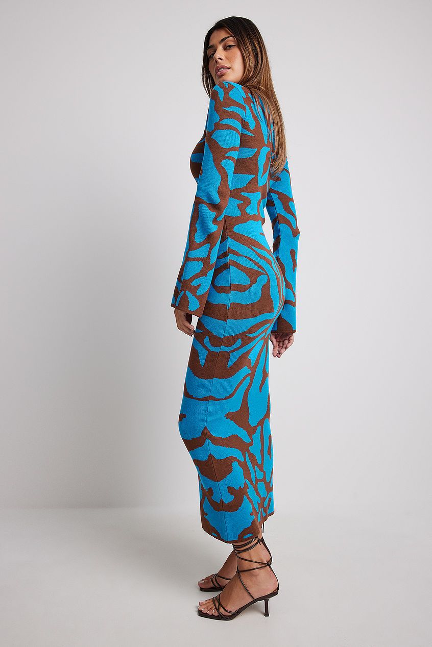 Ava Jacquard Knit Midi-Length Dress