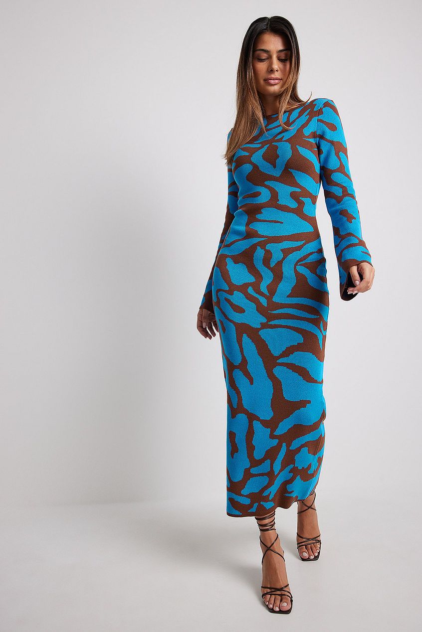 Ava Jacquard Knit Midi-Length Dress
