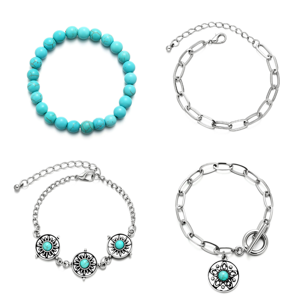 Women's Western Retro Turquoise Personalized Multi-element Beaded Jewelry Set
