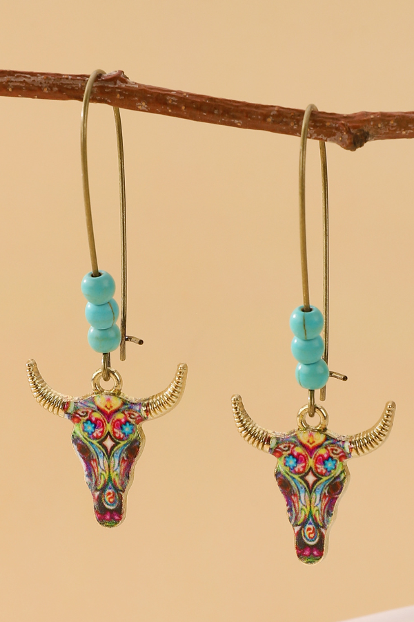 Statement Ladies Western Bull Head Earrings