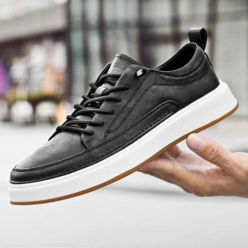 Cowhide Leather Sneakers with Lightweight Construction