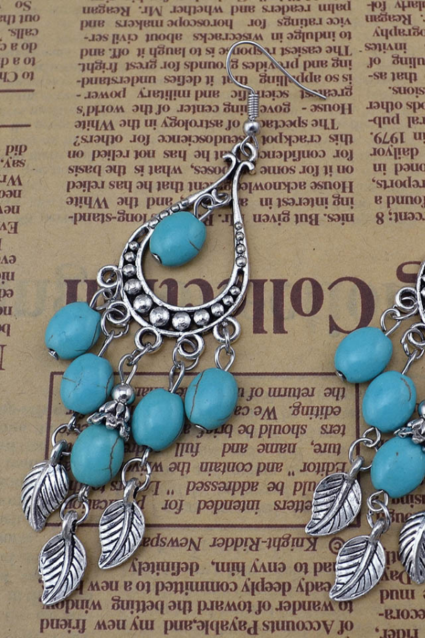 Women's Western Retro Turquoise Pendant Earrings
