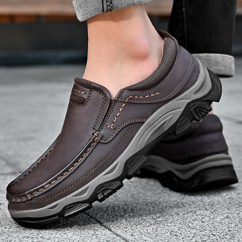 Cowhide Leather Loafers with Cushioned Insole