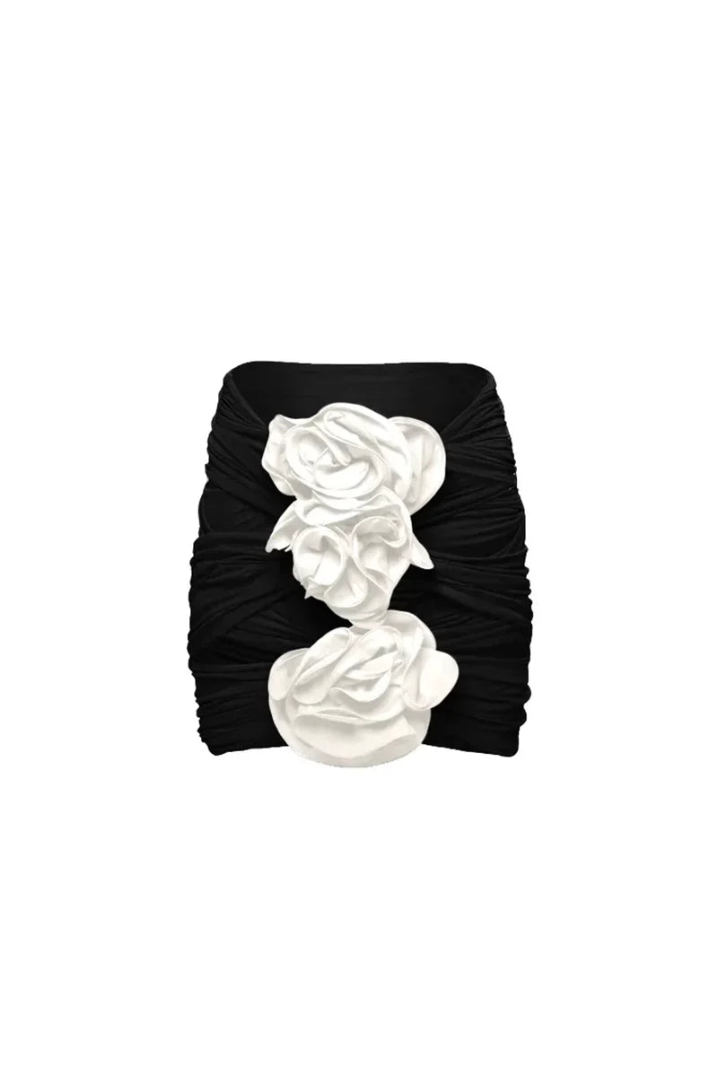 3D Flower Black Swimwear Set