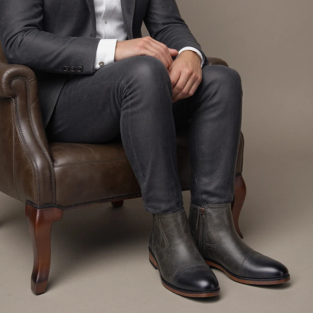 Chelsea Boots with Cap-Toe Detail