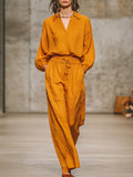 Relaxed Retro Orange Shirt And Trousers Set