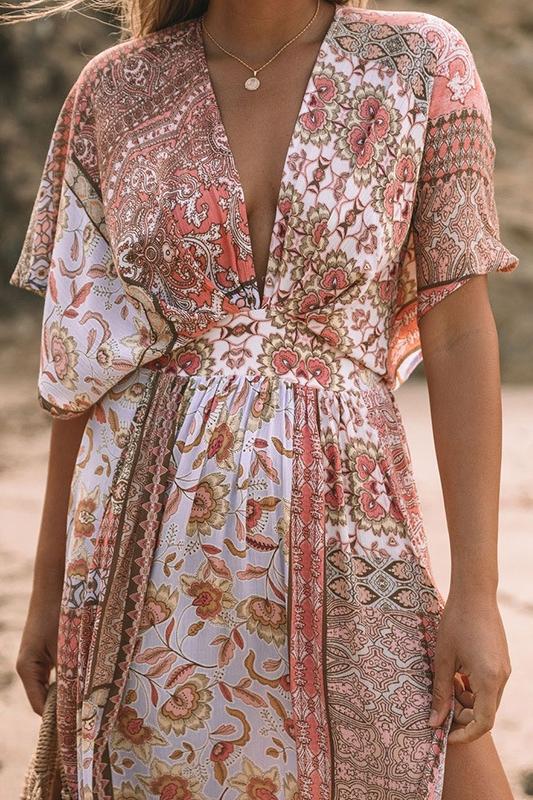 Basia Patterned V-Neck Cover-up