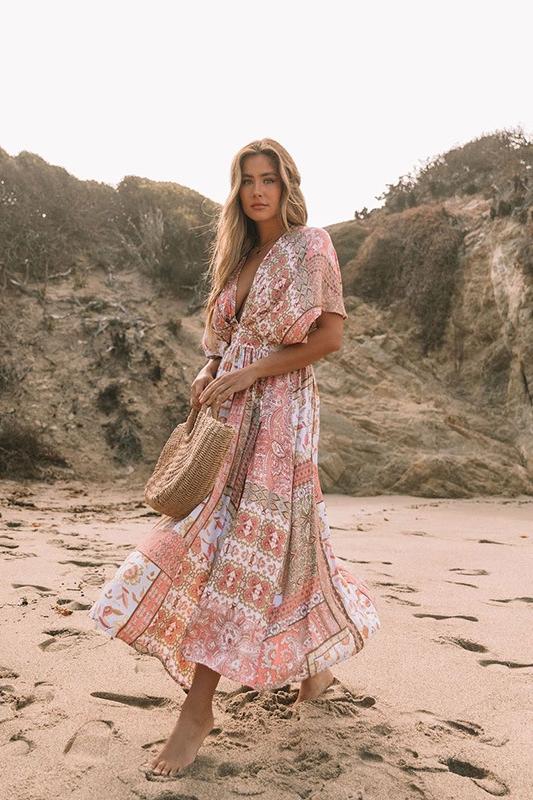Basia Patterned V-Neck Cover-up