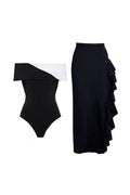 Colorblock Minimal One Piece Swimwear Set