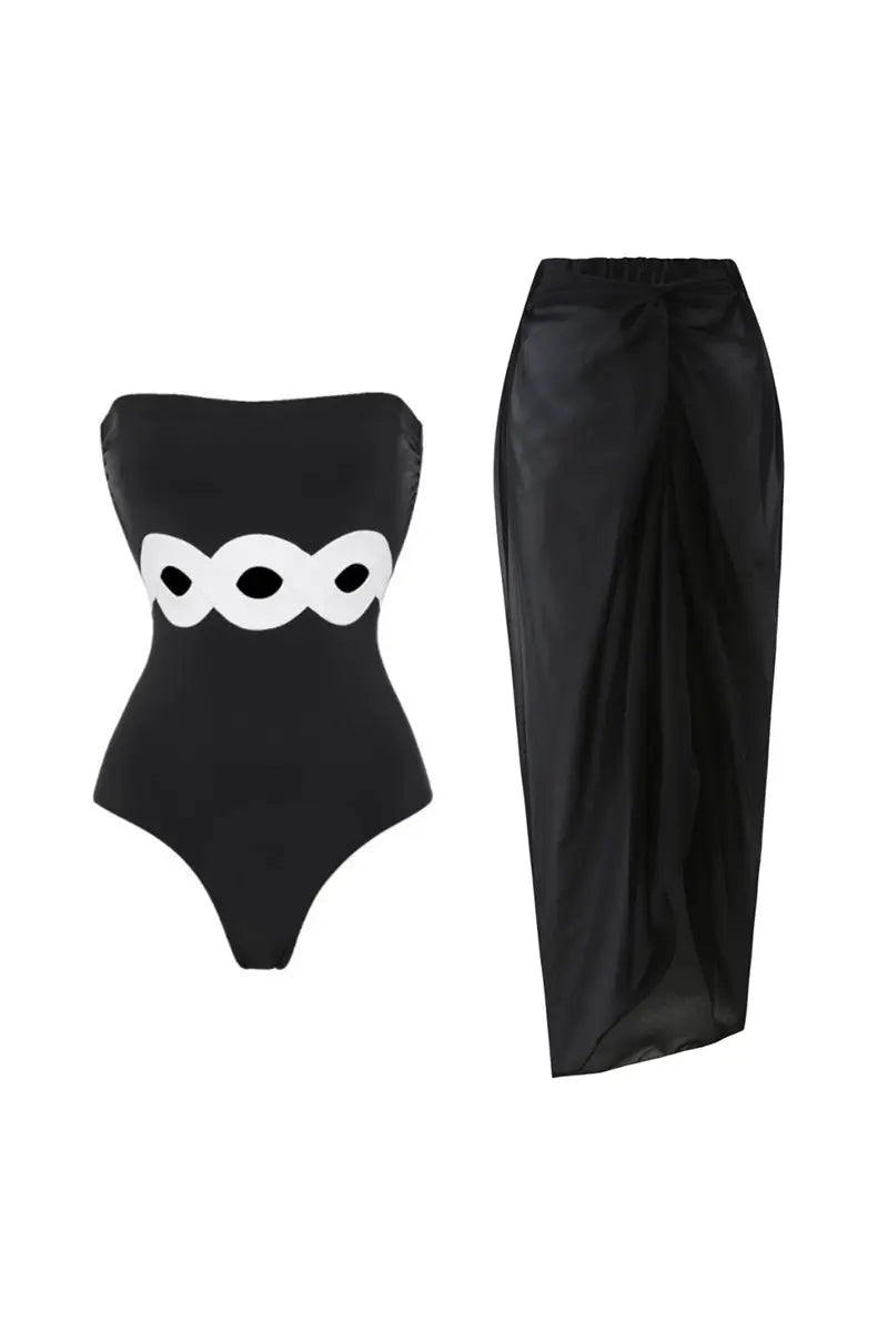 Colorblock One Piece Swimwear Set