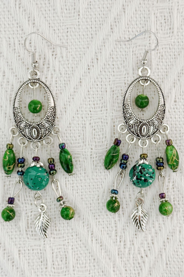 Statement Long Fringe Earrings Turquoise Alloy Women's Decorative Earrings