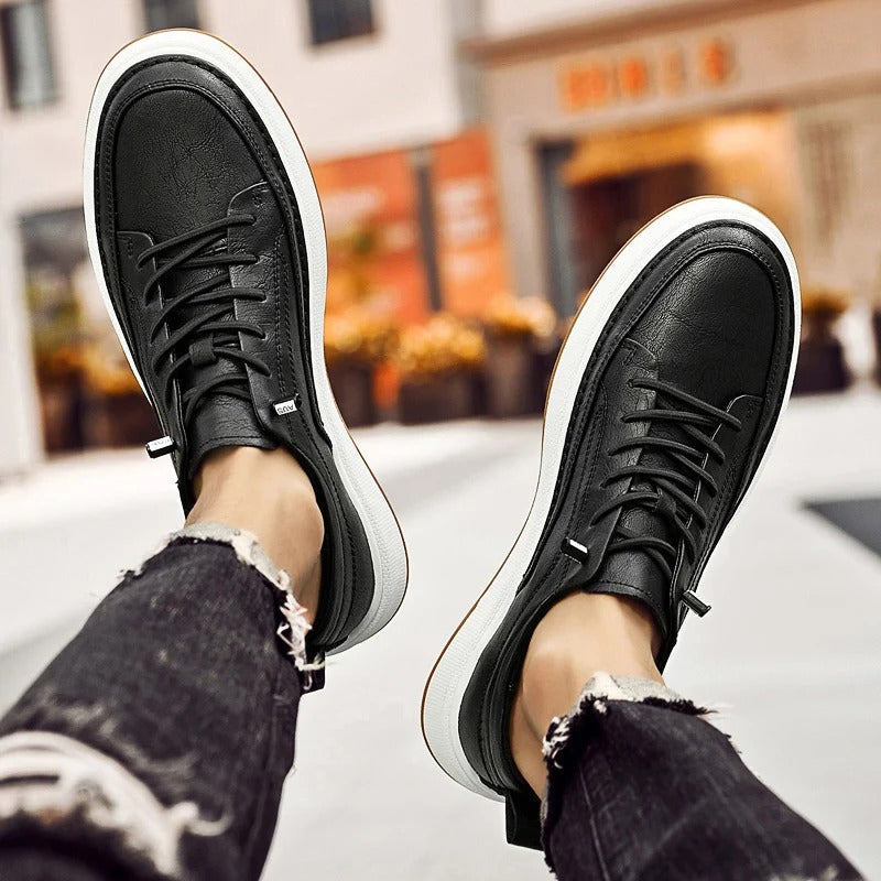 Cowhide Leather Sneakers with Lightweight Construction
