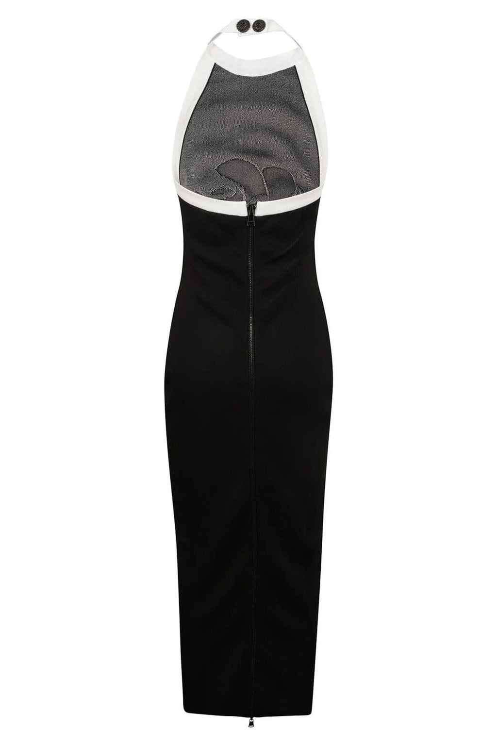 Darlene Halter Flower Open Back Midi Knit Dress