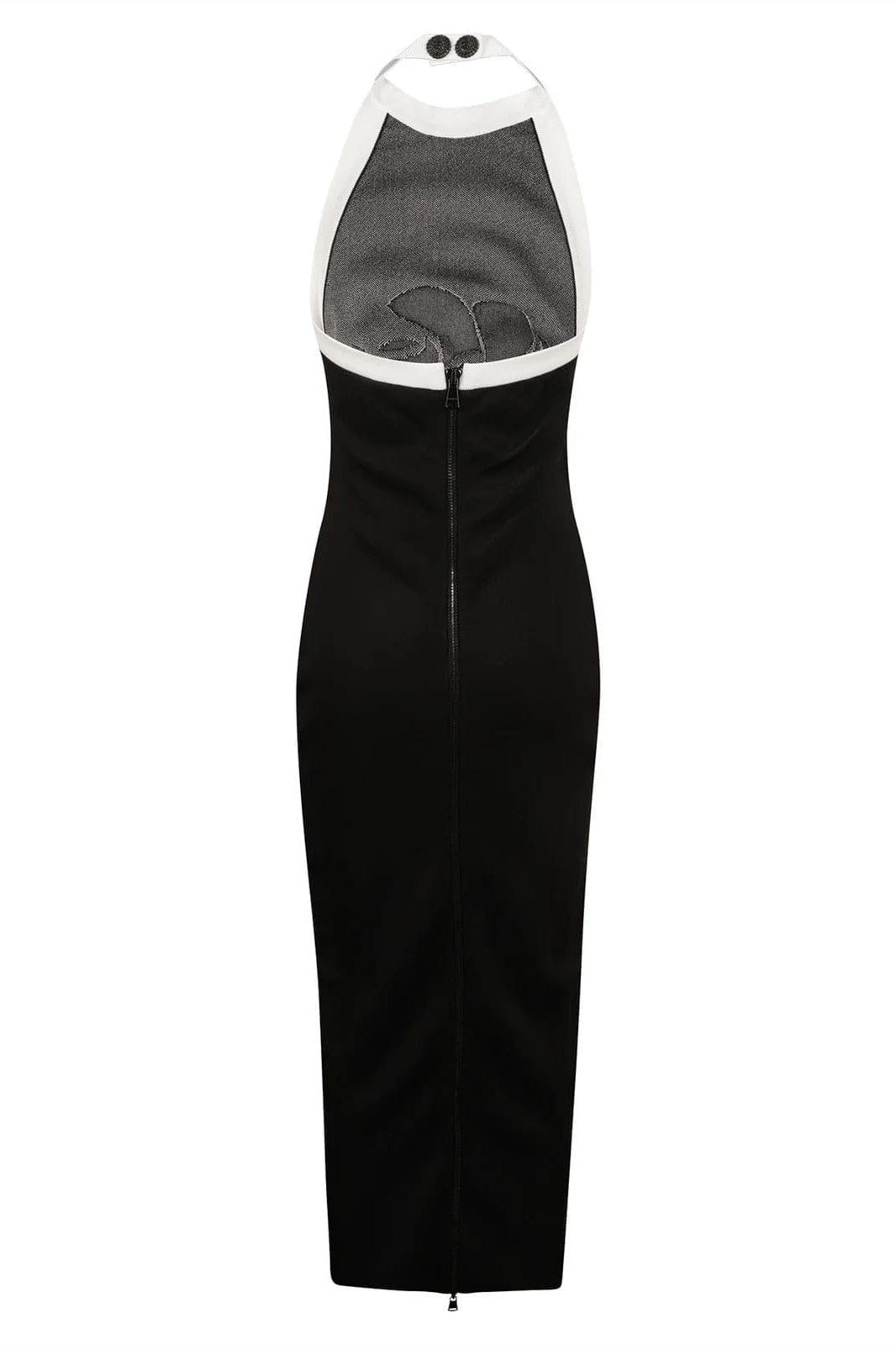 Darlene Halter Flower Open Back Midi Knit Dress