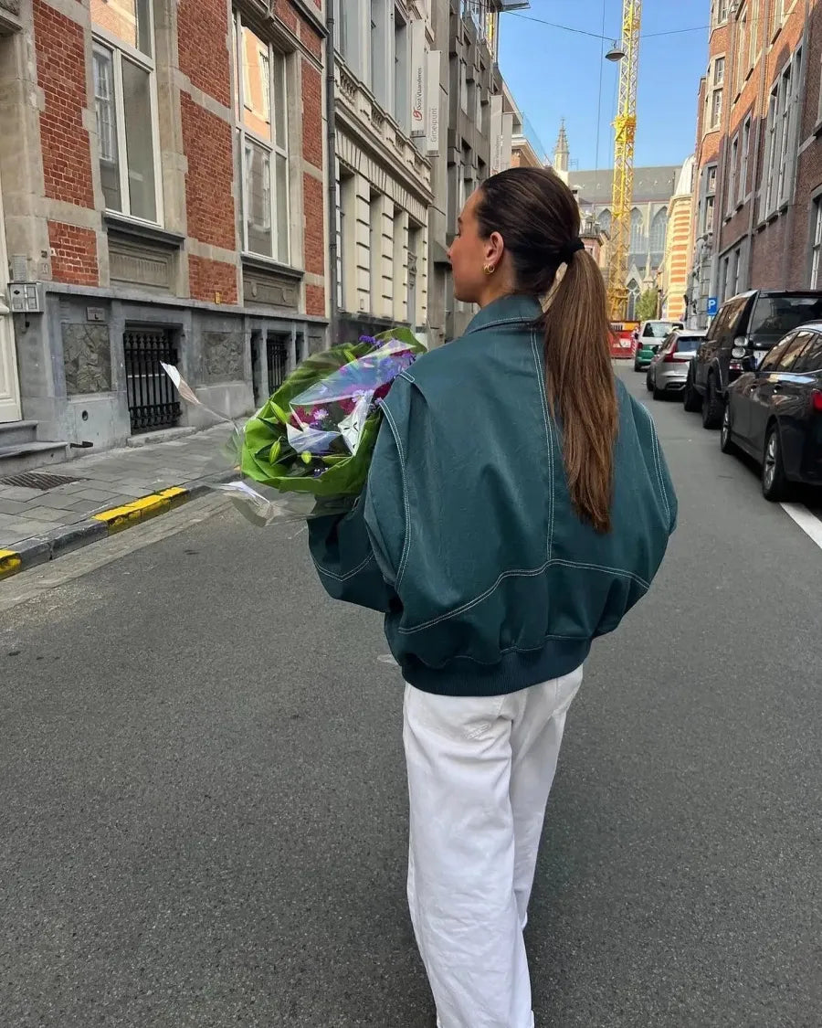 Oversized Leather Jacket with a Casual Look