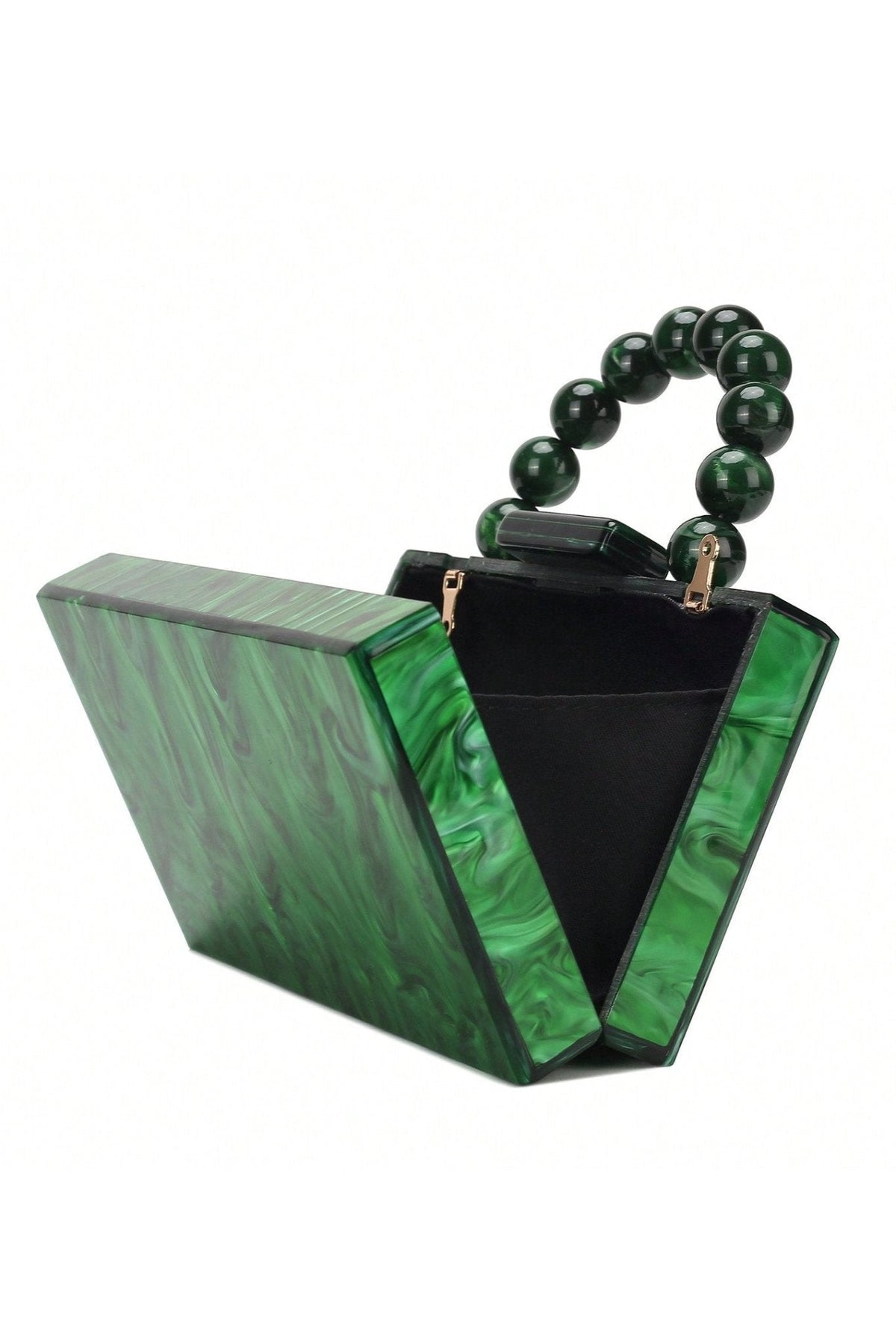 Modern Beaded Chain Marbling Handbag