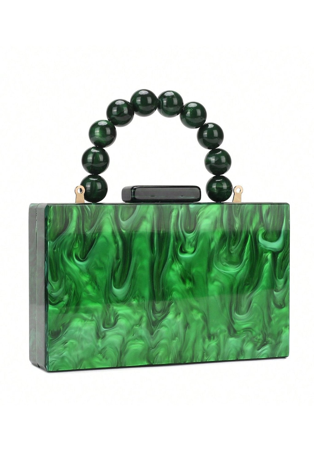 Modern Beaded Chain Marbling Handbag
