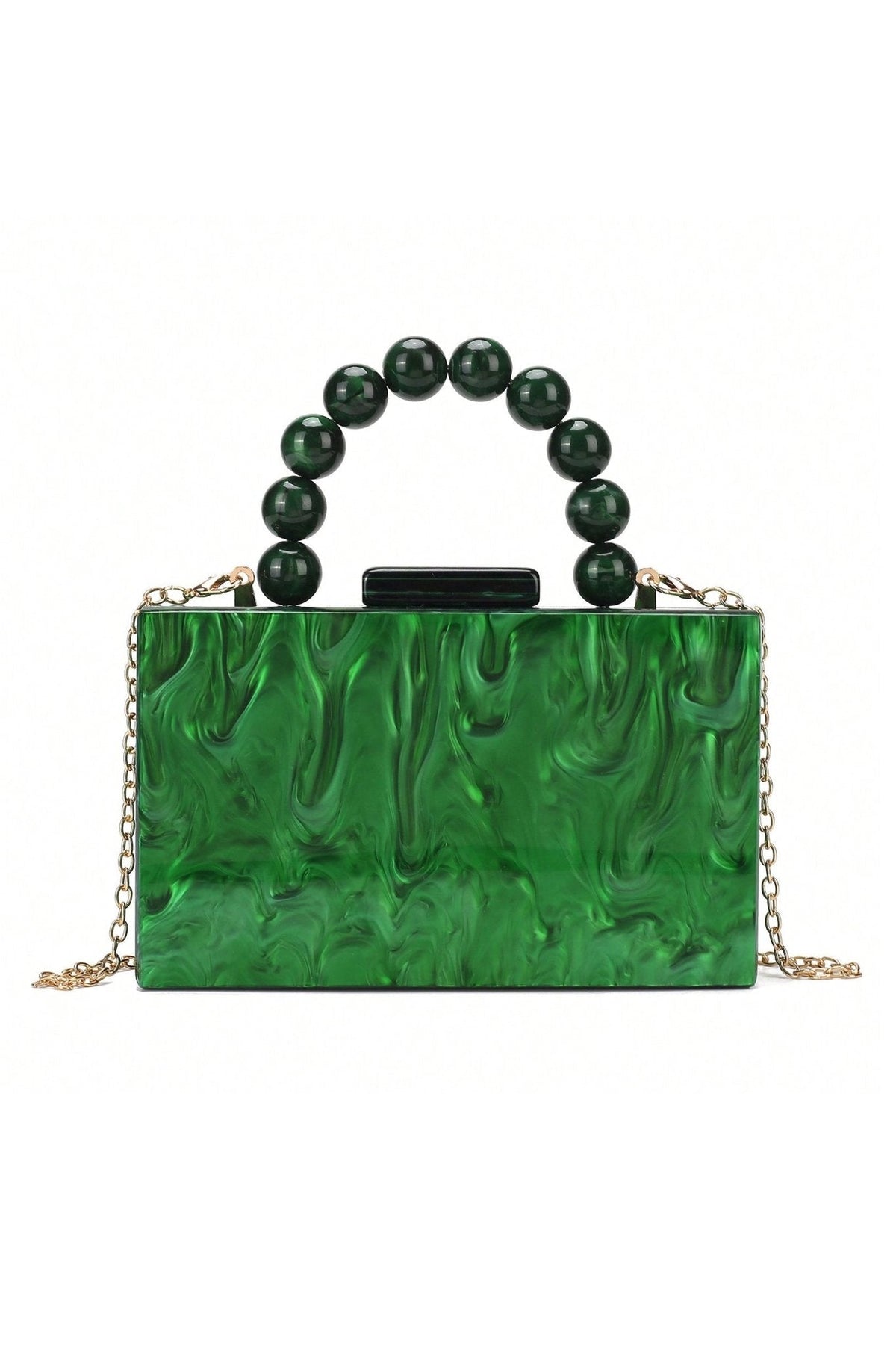 Modern Beaded Chain Marbling Handbag