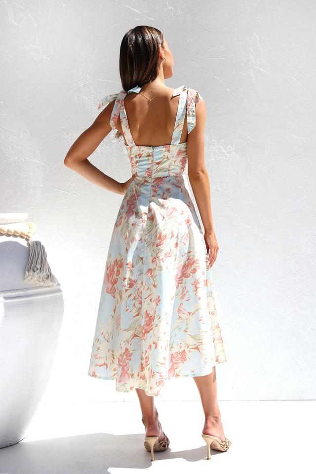 Beata Patterned Strap Midi-Length Dress