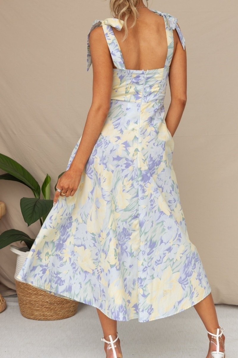 Beata Patterned Strap Midi-Length Dress