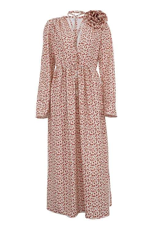 Bertha Flower V-Neck Midi-Length Dress