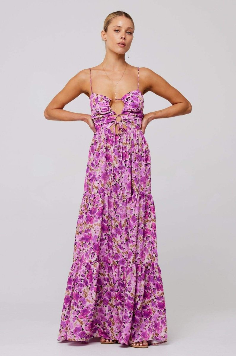 Beverly Patterned Cut-out Maxi Slip Dress